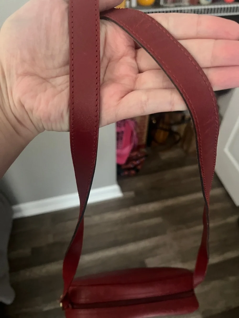 Dior Red Crossbody Bag with Gold Tone Ring Detail